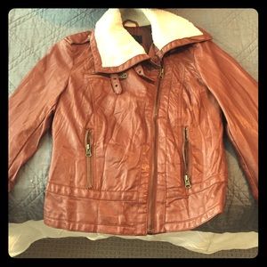 Faux leather/fur bomber jacket